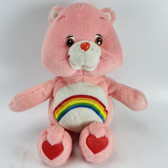 Care Bears Cheer 10" Plush 2002 Pink Embroidered Rainbow Stuffed Animal TCFC - Picture 1 of 12